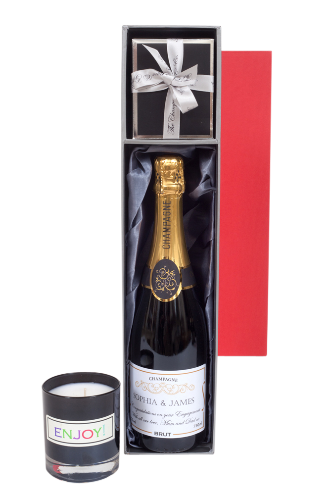 Personalised Champagne And Scented Glass Candle Gift Set