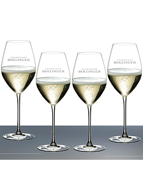 Set of Four Bollinger Champagne Flutes - "Elizabeth Tulip" Bollinger Champagne Glasses