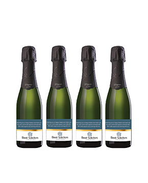 Four bottles of personalised Prosecco With Branded Corporate Label