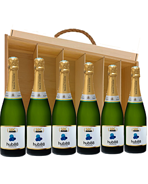 Corporate Branded Champagne Gift Set - Classic Wooden Case of Six 