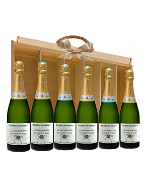Personalised Classic Cuvée Champagne Gift Set - Case of Six in a Classic Wooden Presentation Box