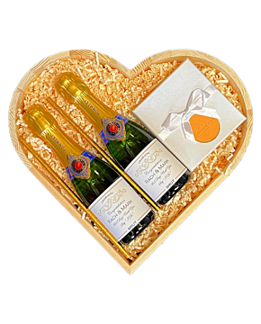 "Allegro" - Duo of Mini Personalised Pommery Champagne - & Luxury Chocolates in Heart Hamper