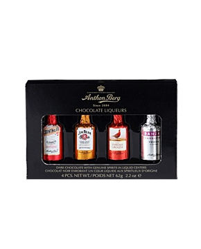Anthon Berg Liqueur Chocolate Bottles - Four Chocolates With A Liquid Filling - Whisky, Vodka, Whisky Liqueur and Cointreau