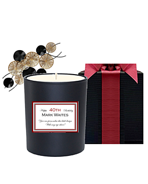 Noir Personalised Scented Candle in Black Gift Box - 40th Birthday Gift