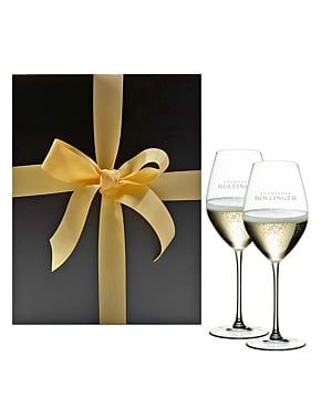 2 x "Elizabeth Tulip" Bollinger Champagne Flutes - In Black Gift Box