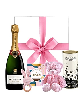 Bollinger Champagne Hamper New Baby Girl Gift - With Delightful Treat and & Goodies for All!