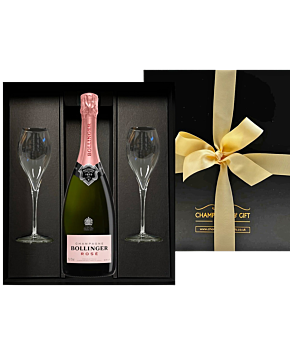 Bollinger Rosé Champagne & Flutes Gift Box - with Engraved Champagne Flutes