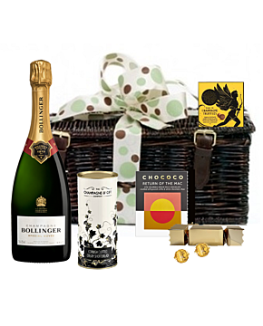 Bollinger Special Cuvée & Chocolate Hamper - Presented in Wicker Hamper With Large Hand tied Bow