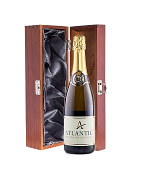 The Cambridge - Corporate Branded Classic Cuvée Champagne - In Dark Wood Box with Silver Silk Lining