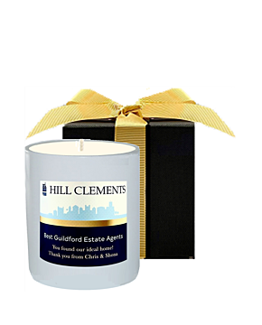 Corporate Branded Black Scented Candle - Presented in Luxury White Gift Box Gold Bow - Choose Your Fragrance