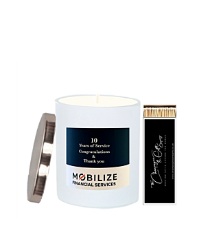 "Summer Whisper" Branded Candle Corporate Gift - Topped with Silvery Lid & Long Candle Matches - Fragrance: Apple Blossom & Pomegranate (White)