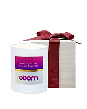 Corporate Branded White Scented Candle - Presented in Luxury White Gift Box Red Bow - Choose Your Fragrance