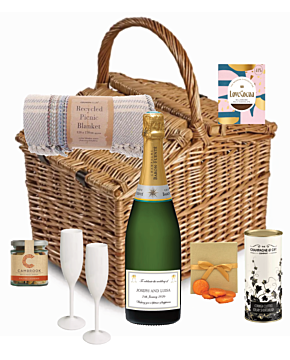 Cheltenham Champagne Hamper filled with special treats and goodies. The champagne is personalised