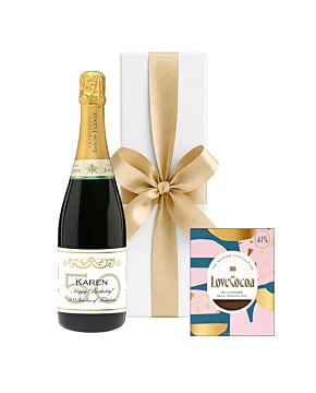Personalised Champagne in White Box - With Billionaire Chocolate Bar
