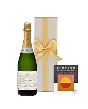 Personalised Champagne Classic Cuvee in White Box - With Colombian Crushed Coffee Chocolate Bar