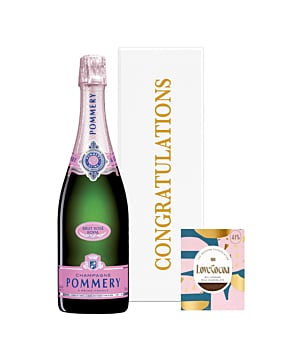 Pommery Brut Rose Champagne  in Congratulations Box, with Billionare Milk Chocolate Bar