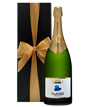 Corporate Branded Champagne Magnum in Black Box - Signature Grande Reserve Champagne