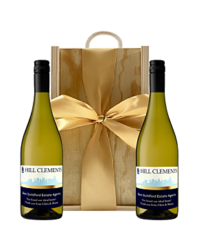 2 Bottles of Signature Branded White Wine in Wooden Gift Box - Sauvignon Blanc, Languedoc, South of France