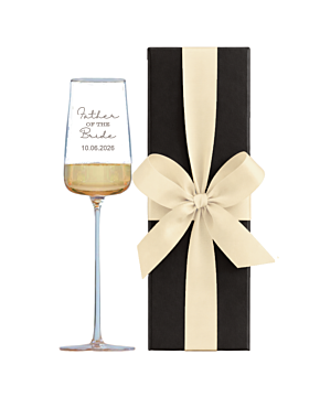 Personalised Father of the Bride Champagne flute.  Engraved LSA crystal glass