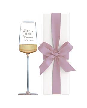 Personalised Mother of the Groom Champagne flute.  Engraved LSA crystal glass