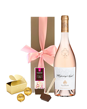 "Heavenly" Whispering Angel Rosé Luxury Gift Box - Chocolate & Marshmallow Dipper & Swiss Truffle Taster Box