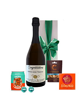"Islington" Personalised Prosecco Taster Treat Gift Box - Orange Chocolate, Negroni Cocktail, Nuts & Truffles - Beautifully Presented in White Box 