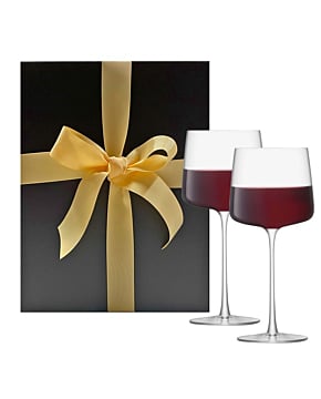 Two Engraved LSA Wine Glasses Presented In Black Gift Box. Personalised Wine Glasses With Any Message, Name, Date