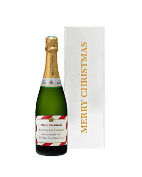 Merry Christmas Personalised Champagne Gift - In White Gift Box
