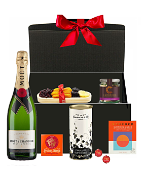 'Tis The Season Thank You Moet Champagne Hamper - With Chocolate Treats & Goodies