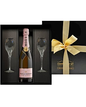 Moet Rosé Imperial Champagne & Flutes Gift Box - with Engraved Champagne Flutes