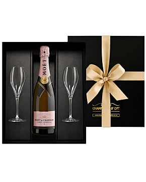 Moet Rosé Imperial Champagne & Flutes Gift Box - with Engraved Champagne Flutes