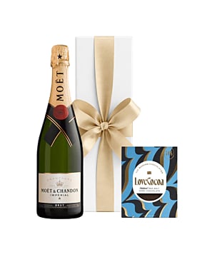 Moet Brut Imperial Champagne in White Box - With Maldon Sea Salt Chocolate Bar