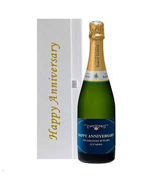 Personalised Champagne Anniversary Gift Set - in Happy Anniversary White Gift Box