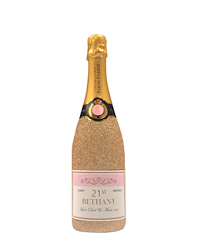 "Pure Elegance" Grande Reserve - Personalised Champagne presented in Gold Glitter Bottle - A Unique Gift With An Exclusive Touch