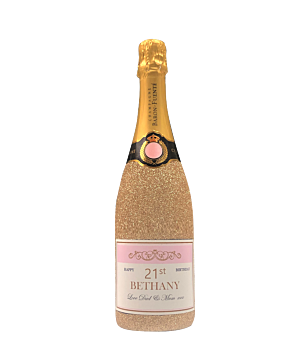 "Pure Elegance" Grande Réserve Brut - Personalised Champagne presented in Gold Glitter Bottle - A Unique Gift With An Exclusive Touch