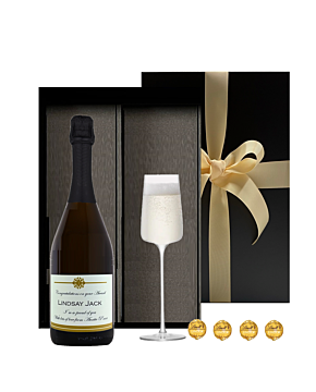 Personalised Proseccco & Crystal Flute - With Luxury Swiss Truffles in Stylish Black Box