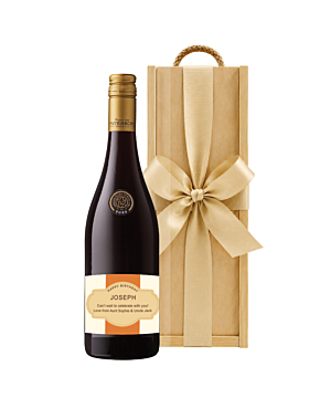 personalised Cabernet Sauvignon red wine in luxury wooden gift box