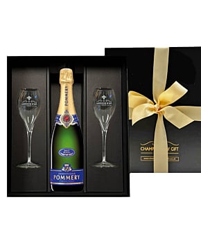 Personalised Pommery Brut Royal Champagne & Flutes Gift Box