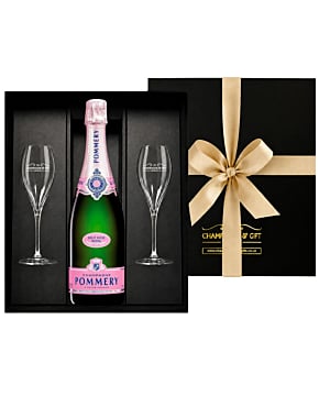 Personalised Pommery Brut Rosé Royal Champagne & Flutes Gift Box
