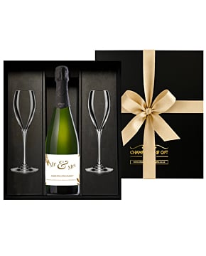 Personalised Premier Cru Champagne Gift Set with Signature Flutes