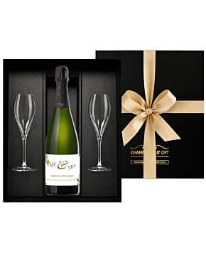 Personalised Premier Cru Champagne Gift Set with Signature Flutes