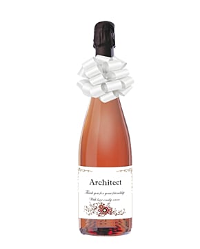 Personalised rose champagne with Thank You label