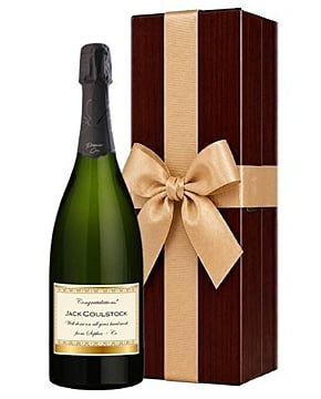 Personalised Premier Cru Magnum in Luxury Wood Box, Beautifully Finished With A Hand-Tied Ribbon