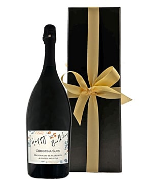 Magnum of Personalised Prosecco - Presented in Black Gift Box with Hand Tied Bow