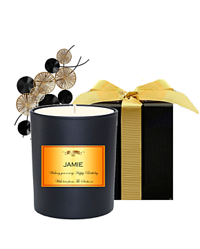 Noir Personalised Scented Candle in Black Gift Box - Gift For Him