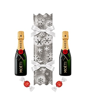 Mini Moet Christmas Cracker - With 2 Bottles & Swiss Truffles