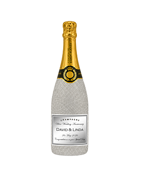 Silver glitter champagne bottle - simply stunning personalised Champagne gift with Love You label
