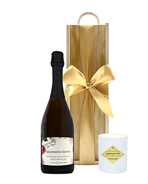 Sloane Personalised Prosecco & Scented Candle - Gift Set in Wooden Presentation Box