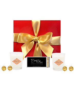 "Soft Serene & Scented" Hamper - With 2 Mini Candles & Long Matches and Swiss Truffles - Oud & Bergamot and Cedarwood & Jasmine Candles