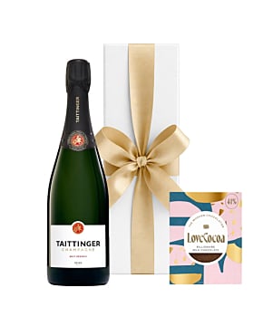 TAITTINGER Brut Reserve in White Box - With Billionaire Chocolate Bar